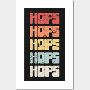 Vintage 70s HOPS Craft Beer Text Posters and Art